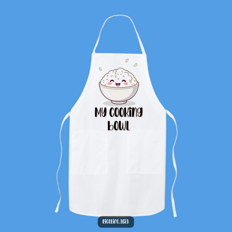 Funny Smiling Rice Bowl Apron: Cook with Playful Cheer