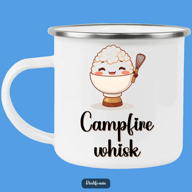 Funny Rice Bowl Whisk Camping Mug: Adventure with a Smile!