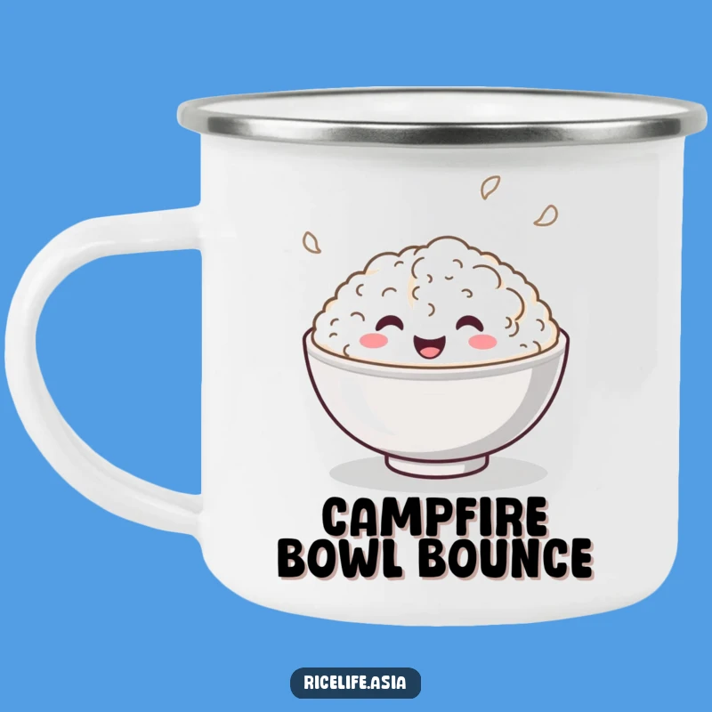 Funny Bouncing Rice Bowl Camping Mug: Adventure with a Happy Companion