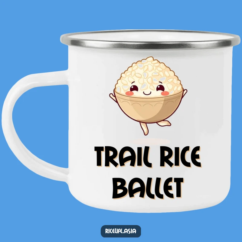 Funny Rice Bowl Pirouette Camping Mug: Delightful Enamel Cup, Adventure Gift