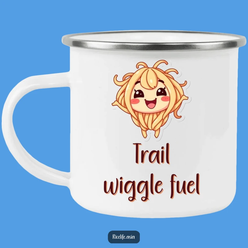 Funny Noodle Wiggle Camping Mug: Adventure with an Excited Character