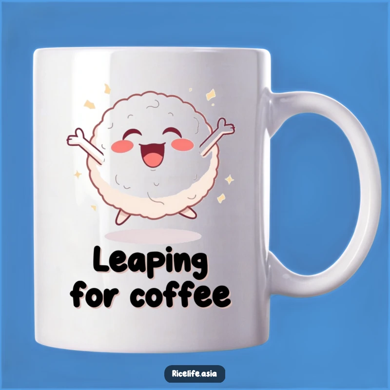 Funny Cheerful Rice Ball Leaping Mug - Joyful Gift for Food & Fun Lovers