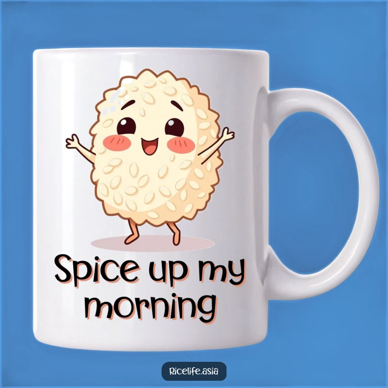 Funny Happy Rice Grain Salsa Mug - Hilarious Dancing Foodie Gift