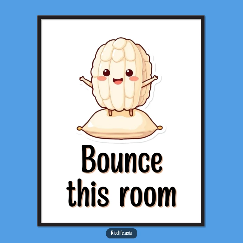 Funny Bouncing Rice Digital Print: Instant Cheer for Your Walls!