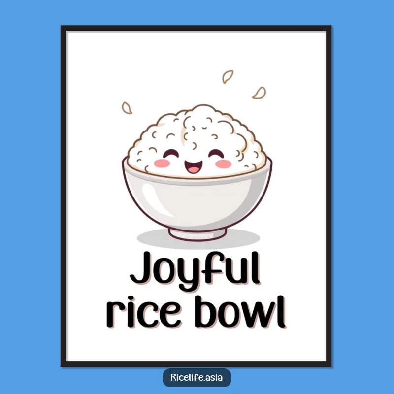 Funny Bouncing Rice Bowl Digital Art: Cheerful Wall Decor for Any Room