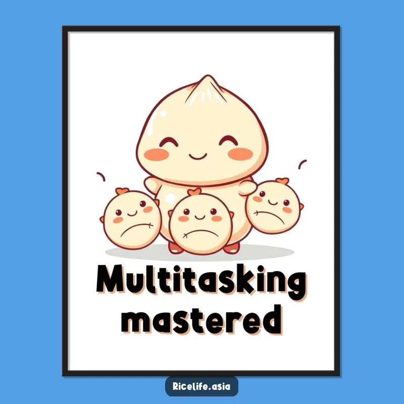 Funny Dumpling Juggling Digital Print - Instant Humorous Wall Art Download