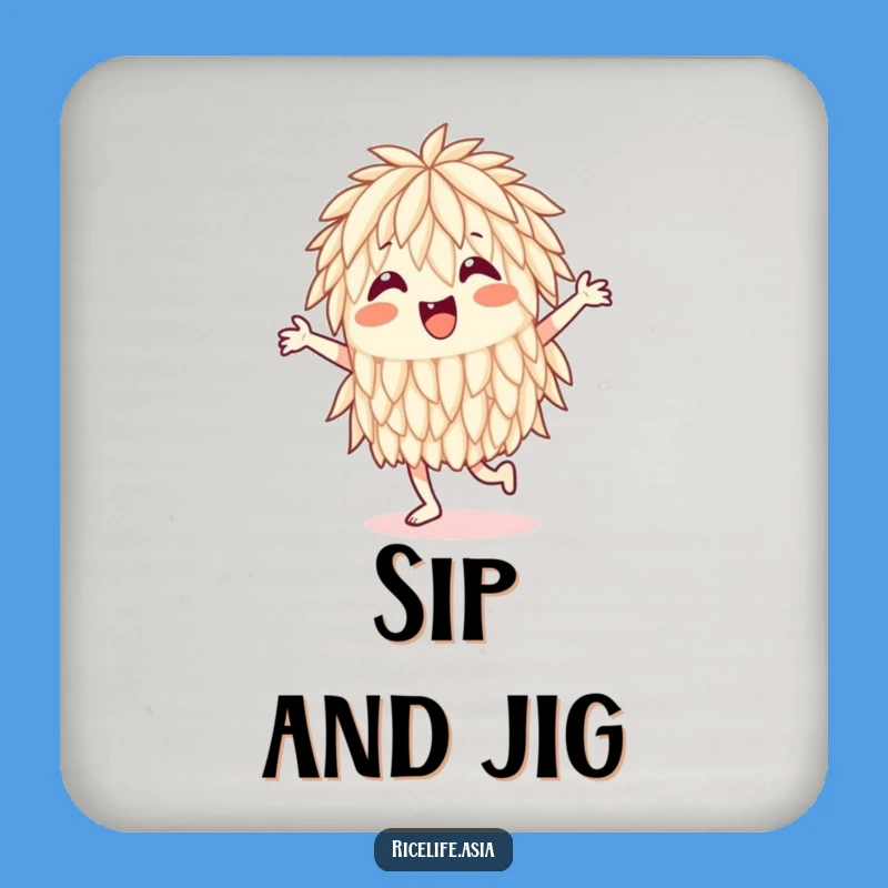 Funny Happy Rice Grain Jig Coaster: Protect Surfaces with Dance