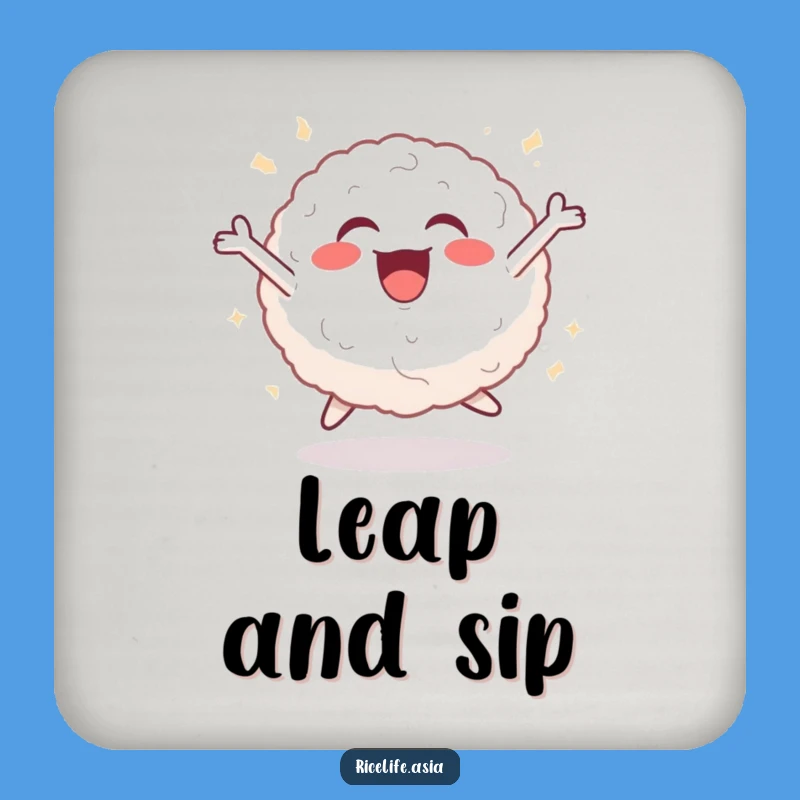 Funny Leaping Rice Ball Coaster - Protect Surfaces with Cheerful Energy