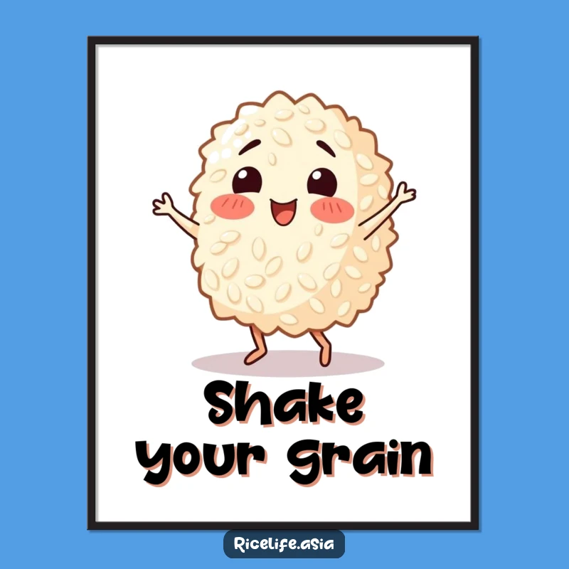 Funny Dancing Rice Grain Salsa Poster - Joyful Wall Art for Foodies