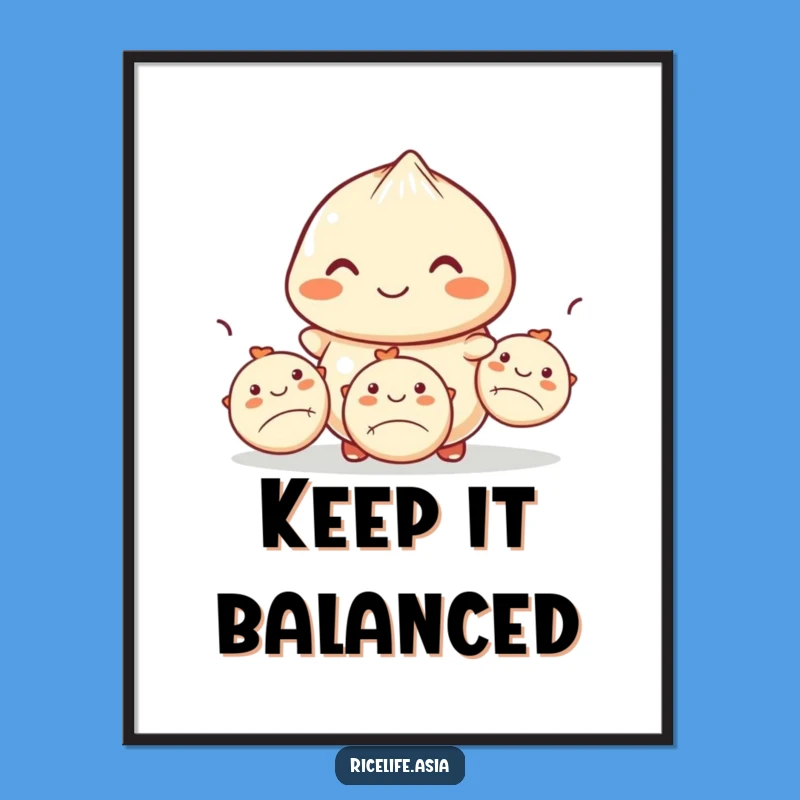 Funny Dumpling Juggling Poster - Hilarious Wall Art for Kitchens