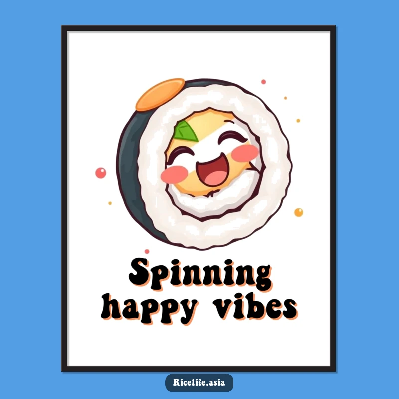 Funny Spinning Sushi Roll Poster: Add Joyful Art to Your Walls
