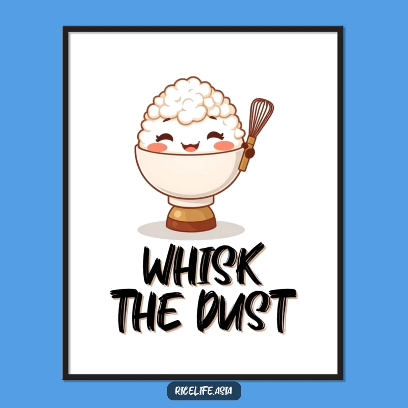 Funny Rice Bowl Whisk Poster: Decorate with Kitchen Comedy!