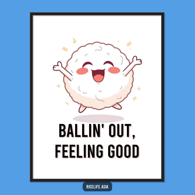 Free Printable Wall Art: Leaping Rice Ball - Whimsical Foodie Downloadable Decor