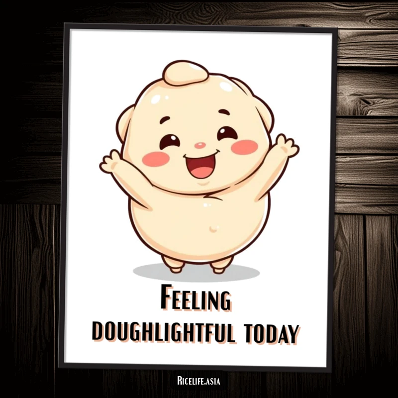 Funny Free Printable Wall Art: A cheerful dumpling captured mid-spin, adding playful energy to any room.