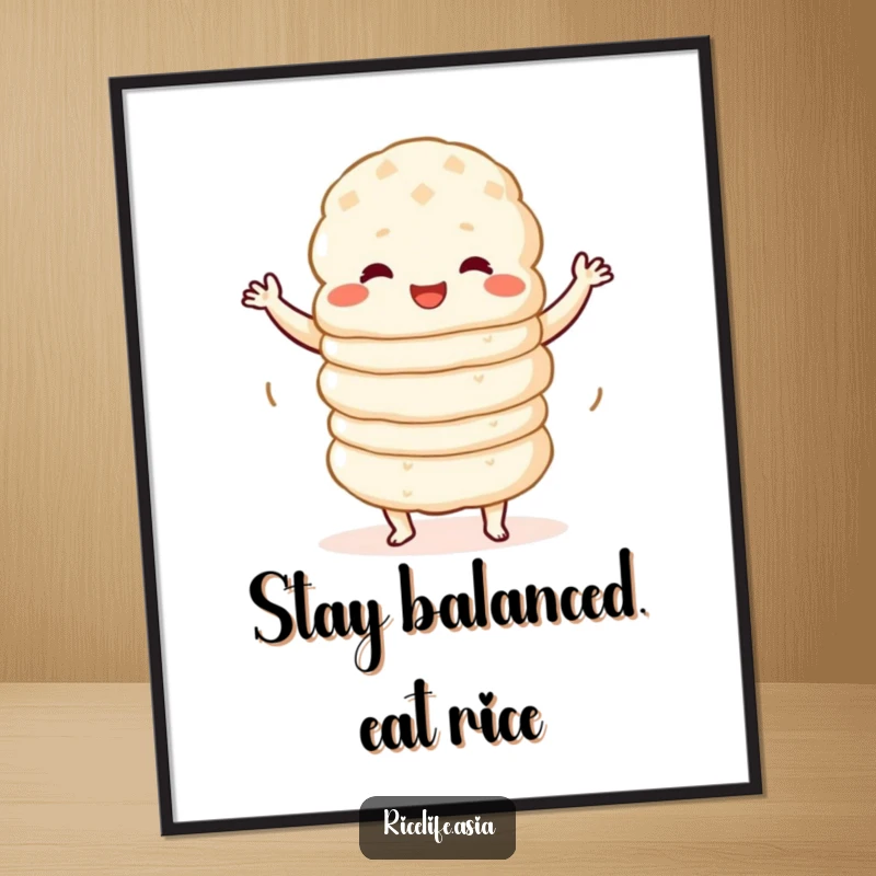 Funny Free Printable Wall Art: A stack of rice cakes performing a wobbly dance, adding whimsy and fun to decor, room art.
