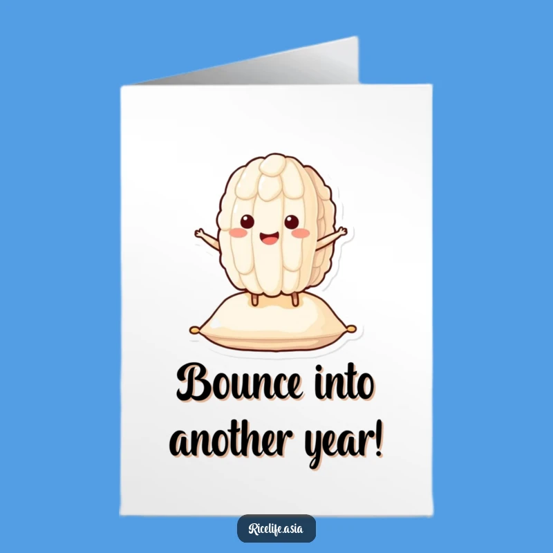 Free Printable Rice Birthday Card: Funny Bouncing Cushion Download