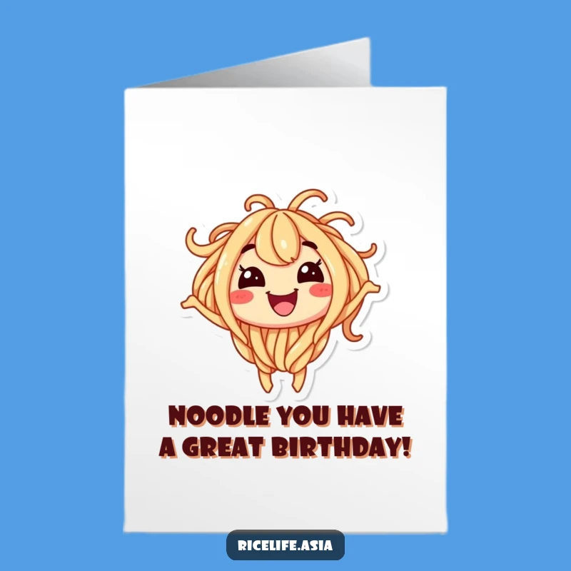 Free Printable Birthday Noodle Card: Wiggling Funny Foodie Greeting, Downloadable & Print at Home