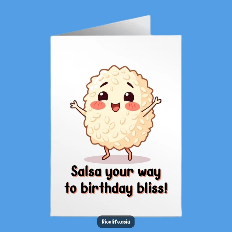 Free Printable Birthday Card: Dancing Rice - Funky Downloadable Celebration