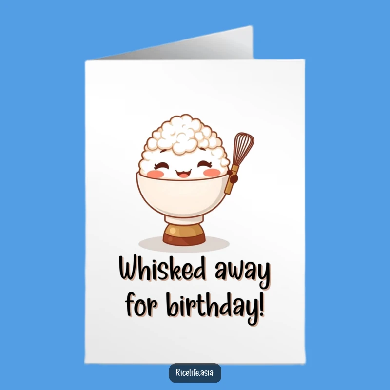 Free Printable Rice Bowl Birthday Card: Funny Whisk Balance Gift