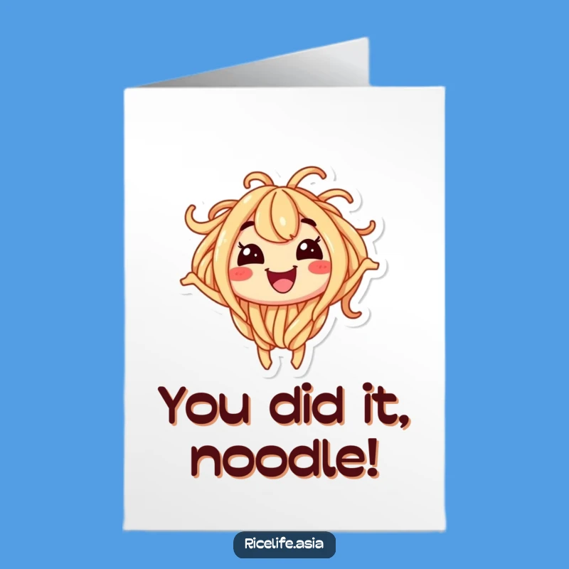 Free Printable Congrats Noodle Card: Wiggling Funny Foodie Greeting, Downloadable & Print at Home