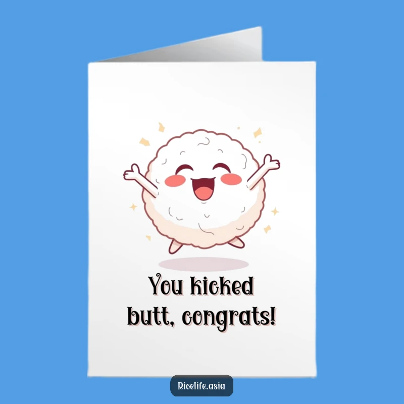 Free Printable Congrats Card: Rice Ball Leap - Exuberant Downloadable Celebration