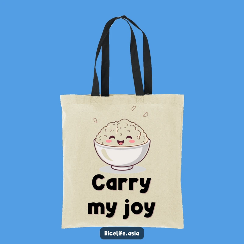 Funny Smiling Rice Bowl Tote Bag: Carry Fun on the Go